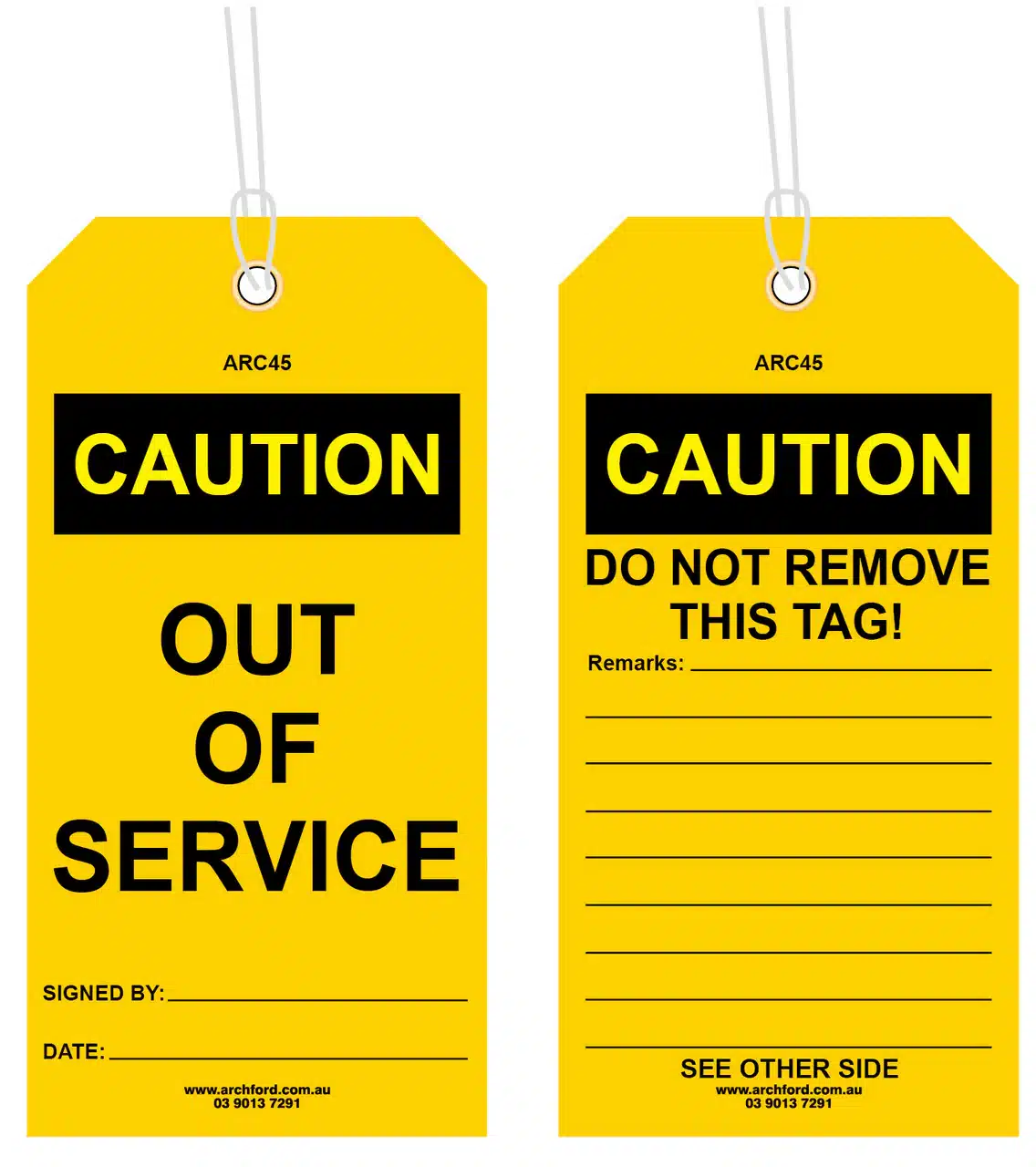 archford caution out of service tag